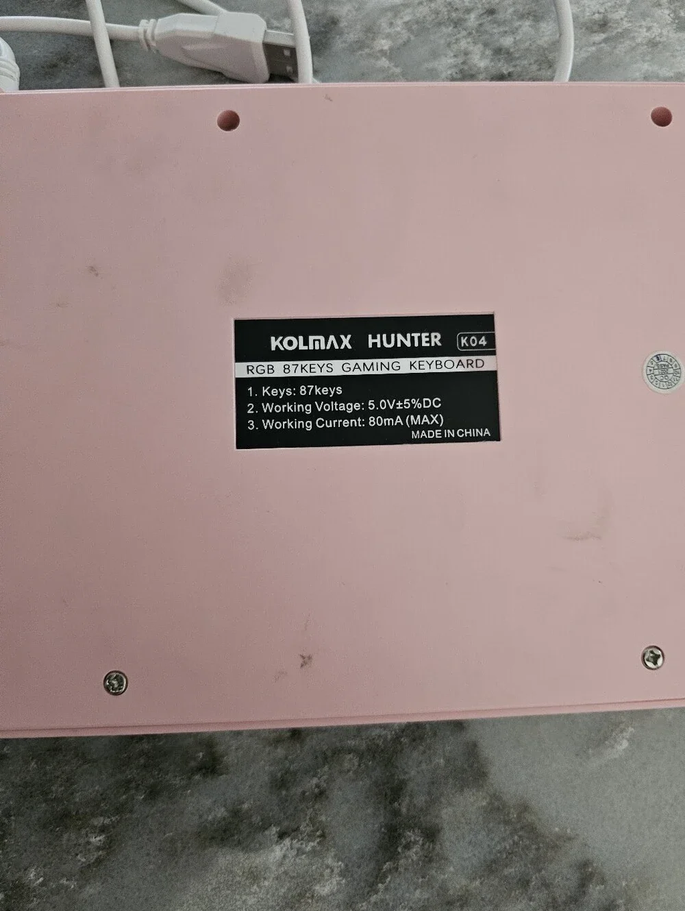 Kolmax Hunter K04 RGB 87-Key Mechanical Gaming Keyboard Pink USB Wired
